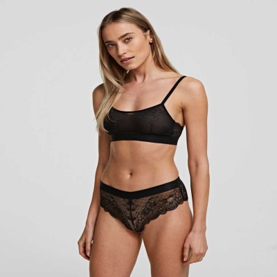 Black Women's Karl Lagerfeld Lace Bralette Underwear | AE842ZIEL