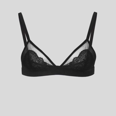 Black Women's Karl Lagerfeld Lace Triangle Bra Underwear | AE746TEPG