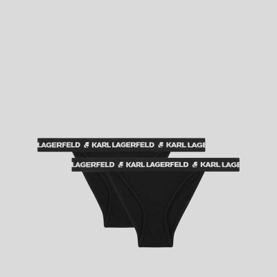 Black Women's Karl Lagerfeld Logo Brazilian Briefs - 2 Pack Underwear | AE367CPLW