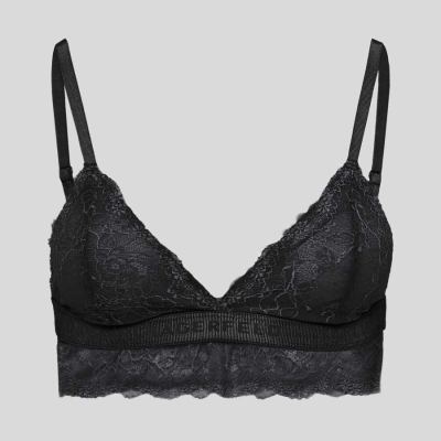 Black Women's Karl Lagerfeld Longline Lace Triangle Bra Underwear | AE871RQPY