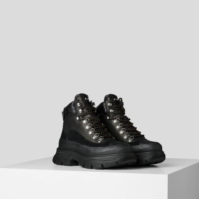 Black Women's Karl Lagerfeld Luna Hiker Lace Boots | AE513KLSY