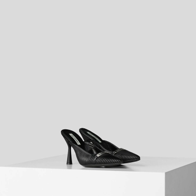 Black Women's Karl Lagerfeld Panache Pleated Court Shoes Sandals & Flats | AE743BNGD