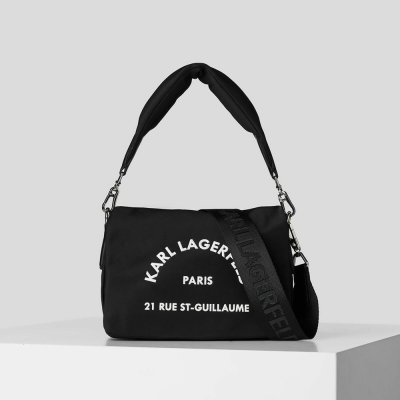 Black Women's Karl Lagerfeld Rue St-guillaume Nylon Shoulder Bags | AE289JWQI