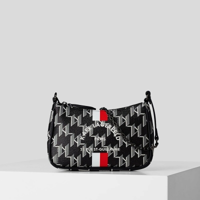 Black Women's Karl Lagerfeld Rue St-guillaume Kl Monogram Shoulder Bags | AE356MFIT