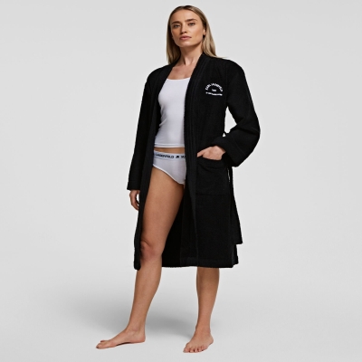 Black Women's Karl Lagerfeld Rue St-guillaume Bathrobe Loungewear | AE832RCUB