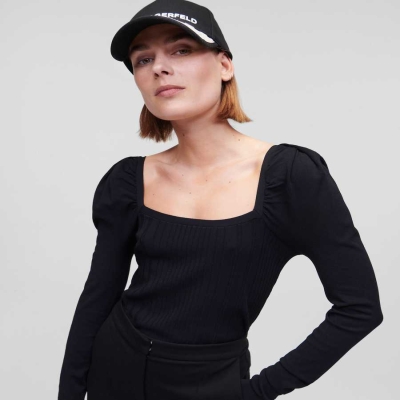 Black Women's Karl Lagerfeld Square Neck Knitwear | AE190RMPJ