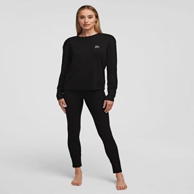 Black Women's Karl Lagerfeld T-shirt And Leggings Travel Set Loungewear | AE431WYRE