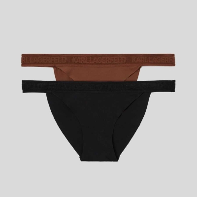 Black Women's Karl Lagerfeld Ultra-light Karl Logo Briefs - 2 Pack Underwear | AE091ICSH