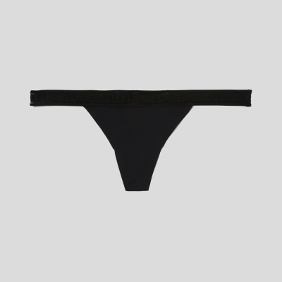 Black Women's Karl Lagerfeld Ultra-light Karl Logo Thong Underwear | AE561XJQE