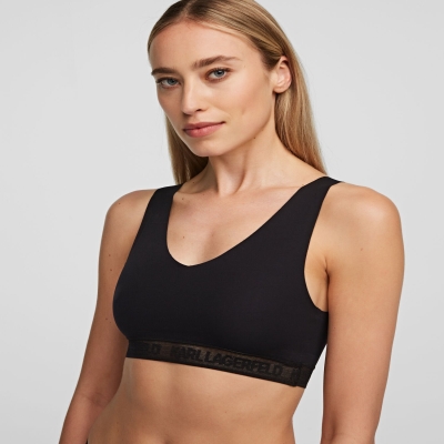 Black Women's Karl Lagerfeld Ultra-light Karl Logo Bralette Underwear | AE791WFAB