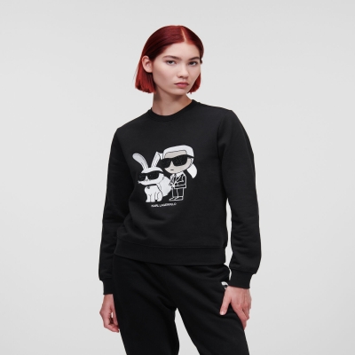 Black Women's Karl Lagerfeld Year Of The Rabbit Sweatshirts | AE695SOPG