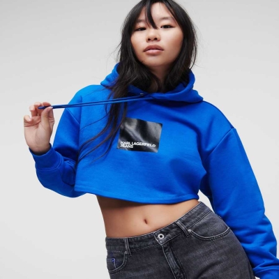 Blue Women's Karl Lagerfeld Klj Cropped Sweatshirts | AE960BIYM