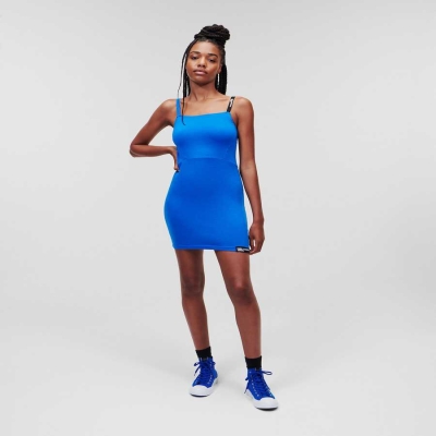 Blue Women's Karl Lagerfeld Klj Jersey Strappy Dresses | AE672PUZJ