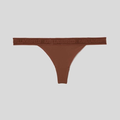 Brown Women's Karl Lagerfeld Ultra-light Karl Logo Thong Underwear | AE561IORK