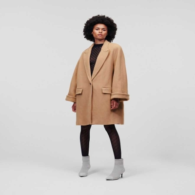 Brown Women's Karl Lagerfeld Wool-blend Coats | AE308ESTR