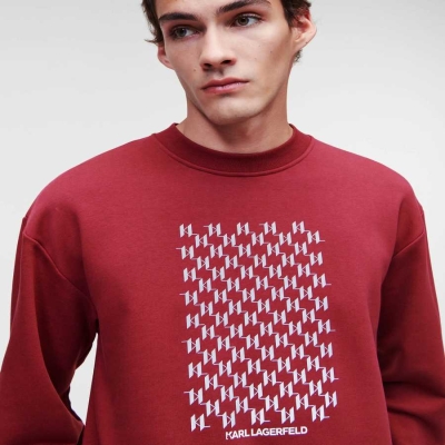 Burgundy Men's Karl Lagerfeld Reflective Karl Monogram Sweatshirts | AE264JFNU