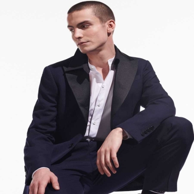 Dark Blue Men's Karl Lagerfeld Cara Loves Karl Tuxedo Blazers | AE165KMXQ