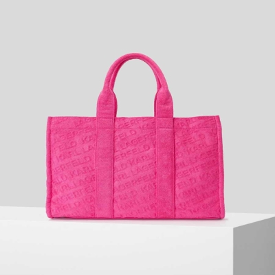 Fuchsia Women's Karl Lagerfeld K/Logo Beach Terry Tote Beachwear | AE470MUET