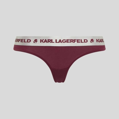 Fuchsia Women's Karl Lagerfeld Metallic Logo Thong Underwear | AE246COKG