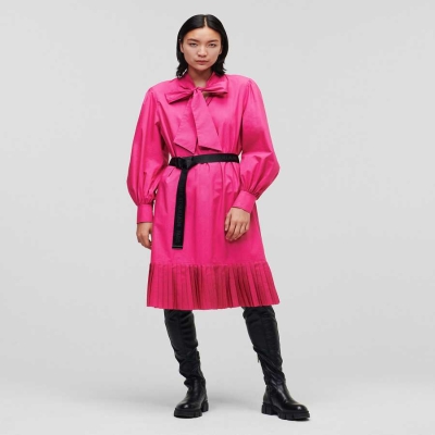 Fuchsia Women's Karl Lagerfeld Pleated Hem Dresses | AE531KWXR