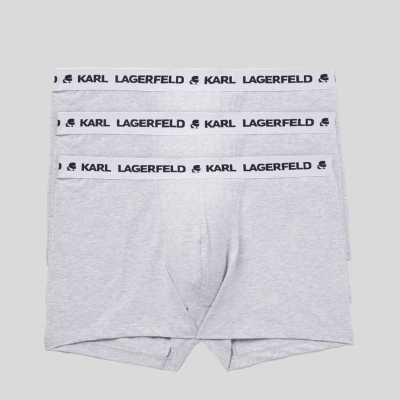 Grey Men's Karl Lagerfeld Karl Logo Monochrome Trunks - 3 Pack Underwear | AE251NSCY