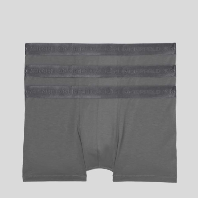 Grey Men's Karl Lagerfeld Premium Karl Logo Trunks – 3 Pack Underwear | AE750ZATR