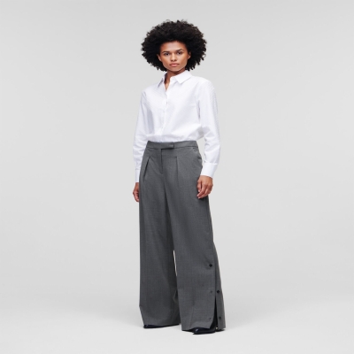 Grey Women's Karl Lagerfeld Wide-leg Pants | AE135RLUB