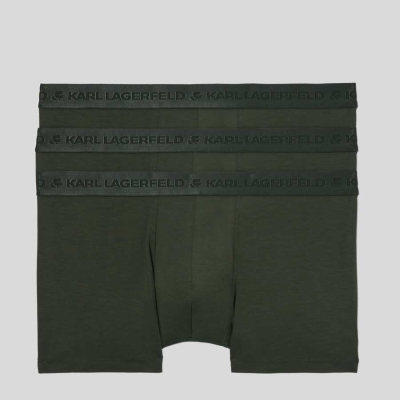 Khaki Men's Karl Lagerfeld Premium Karl Logo Trunks – 3 Pack Underwear | AE648VYKE