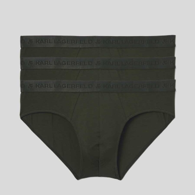 Khaki Men's Karl Lagerfeld Premium Karl Logo Brief – 3 Pack Underwear | AE804EZTD