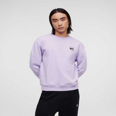 Lavender Men's Karl Lagerfeld Ikonik 2.0 Patch Sweatshirts | AE824LDSP