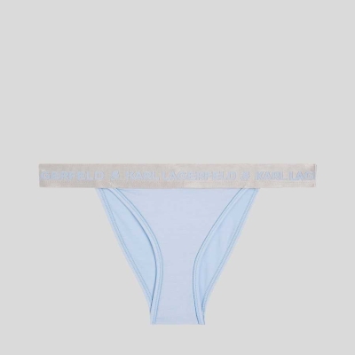 Light Blue Women's Karl Lagerfeld Metallic Logo Brazilian Briefs Underwear | AE524ORUN