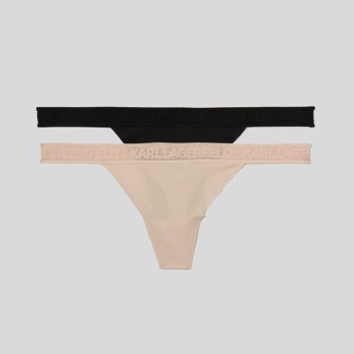 Multicolor Women's Karl Lagerfeld Ultra-light Karl Logo Thong - 2 Pack Underwear | AE910FNGU