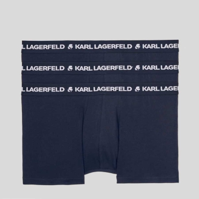 Navy Men's Karl Lagerfeld Karl Logo Monochrome Trunks - 3 Pack Underwear | AE781MOKN