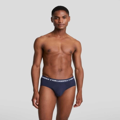 Navy Men's Karl Lagerfeld Logo Briefs - 7 Pack Underwear | AE694VKON