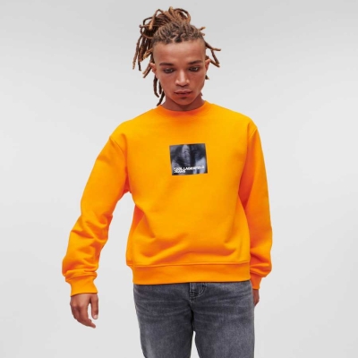 Orange Men's Karl Lagerfeld Klj Sweatshirts | AE402HODJ