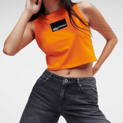 Orange Women's Karl Lagerfeld Klj Cropped T-Shirts | AE176ZADF