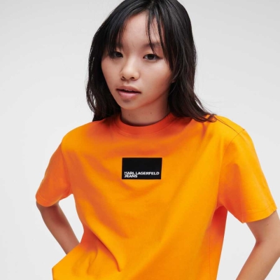 Orange Women's Karl Lagerfeld Klj Short-sleeved T-Shirts | AE942LWUI