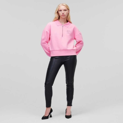 Pink Women's Karl Lagerfeld Athleisure Half-zip Sweatshirts | AE982LMWC