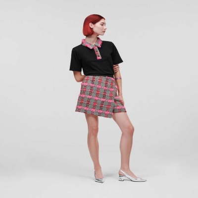 Pink Women's Karl Lagerfeld BOUCLÉ Mini Skirts | AE280PERI