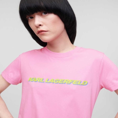 Pink Women's Karl Lagerfeld Karl Future Logo T-Shirts | AE315ZBOM