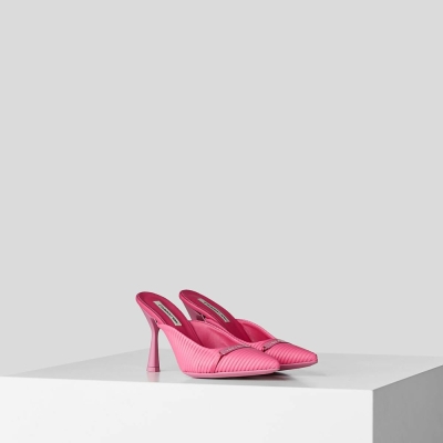 Pink Women's Karl Lagerfeld Panache Pleated Court Shoes High Heels | AE056AKTZ