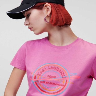 Pink Women's Karl Lagerfeld Rue St-guillaume T-Shirts | AE083SFPC