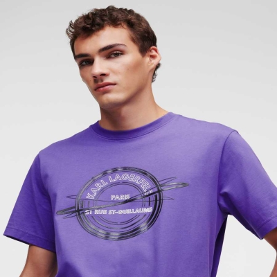 Purple Men's Karl Lagerfeld Rue St-guillaume T-Shirts | AE615CTUE