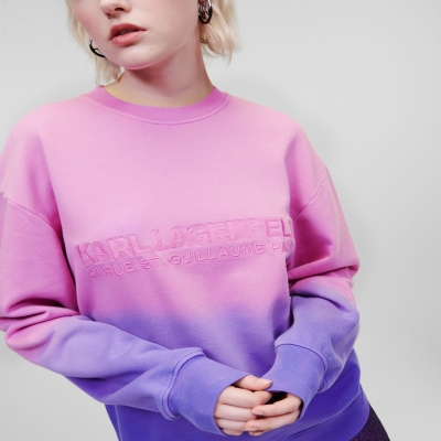 Purple / Pink Women's Karl Lagerfeld Ombré Rue St-guillaume Sweatshirts | AE876ACQT