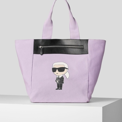 Purple Women's Karl Lagerfeld K/Ikonik 2.0 Karl Zipped Pocket Shopper Tote Bags | AE529UOXP