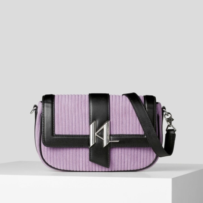 Purple Women's Karl Lagerfeld K/Saddle Corduroy Baguette Bag | AE071IVRO