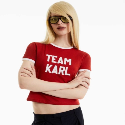 Red Men's Karl Lagerfeld Karl Lagerfeld X Alled-martinez Team Karl T-Shirts | AE176QFDH