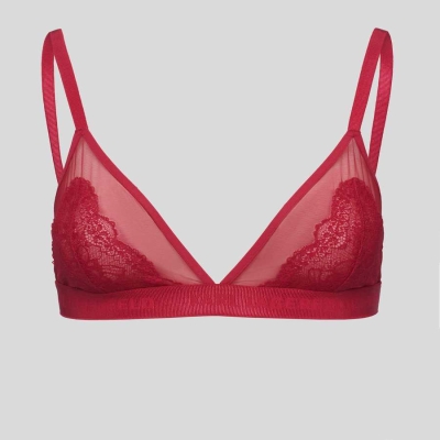 Red Women's Karl Lagerfeld Lace Triangle Bra Underwear | AE042YAIW