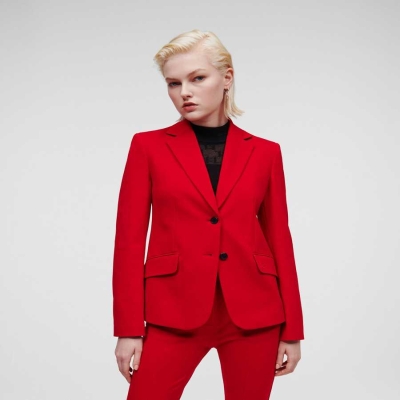 Red Women's Karl Lagerfeld Punto Jackets | AE437WNTX