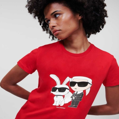 Red Women's Karl Lagerfeld Year Of The Rabbit T-Shirts | AE073WFTV